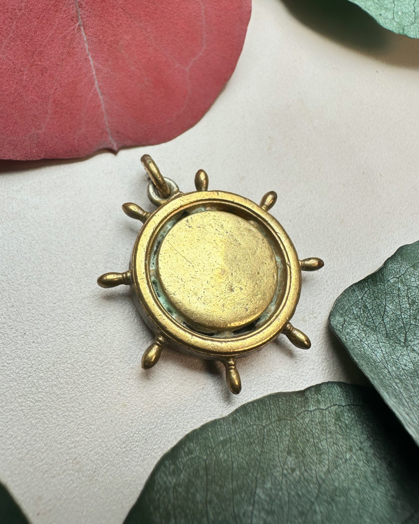 Antique Rolled Gold Shipwheel Compass