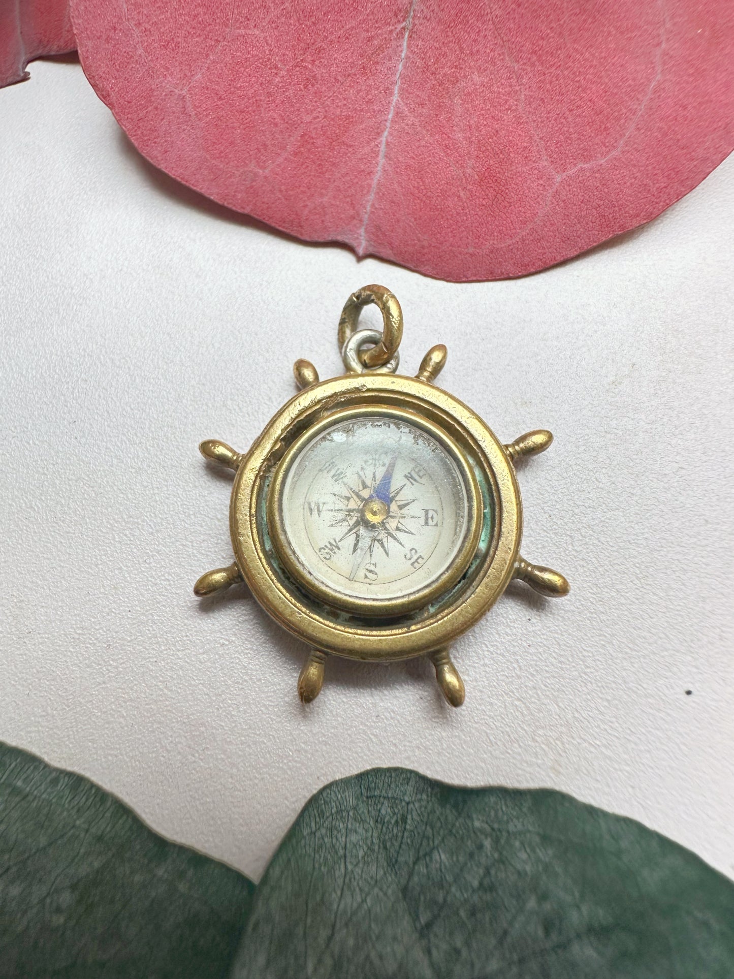 Antique Rolled Gold Shipwheel Compass
