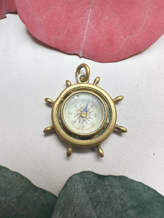 Antique Rolled Gold Shipwheel Compass