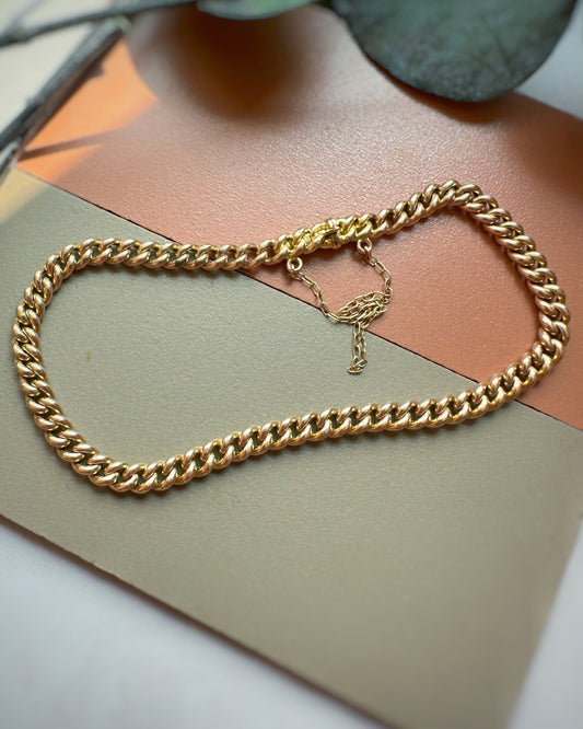 Antique Mini Curb Bracelet with Integrated Clasp (7.5")