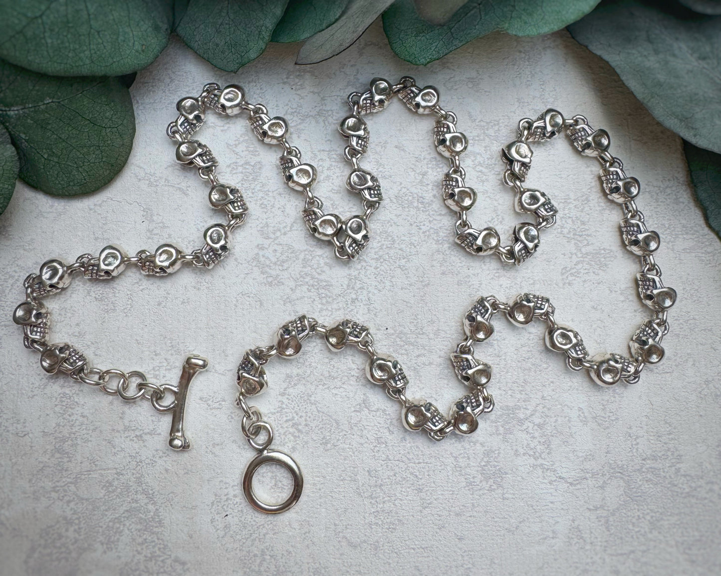 Vintage INSANE Skull Necklace with Bone Toggle Clasp (21.5")