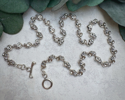 Vintage INSANE Skull Necklace with Bone Toggle Clasp (21.5")