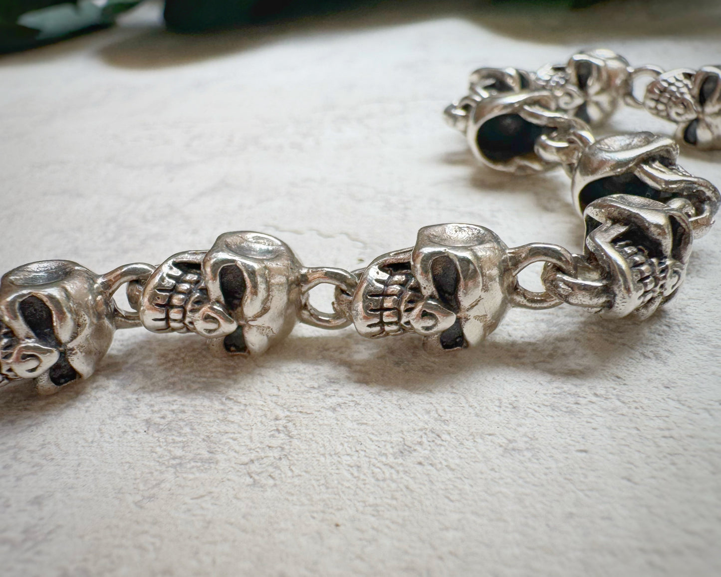Vintage INSANE Skull Necklace with Bone Toggle Clasp (21.5")