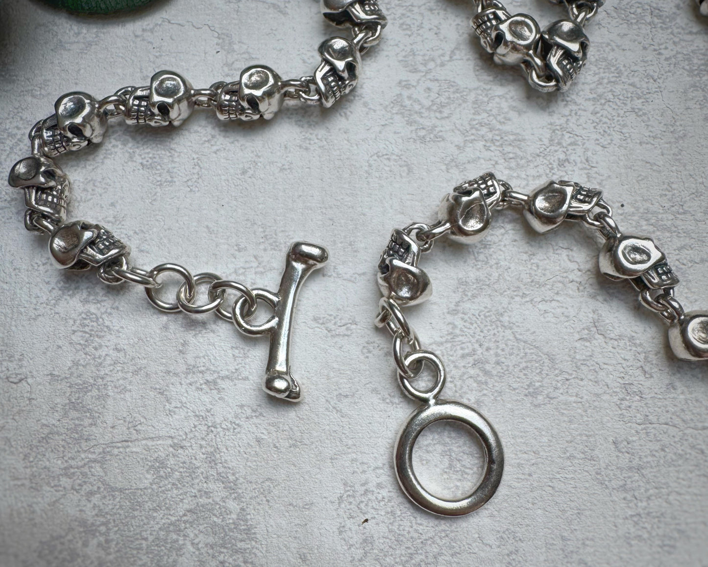Vintage INSANE Skull Necklace with Bone Toggle Clasp (21.5")
