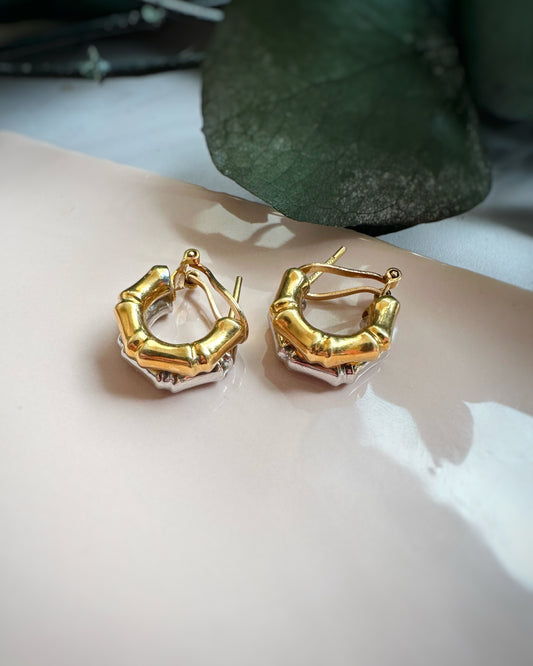 Vintage Bi-Colour Chunky Bamboo Hoops (17mm)