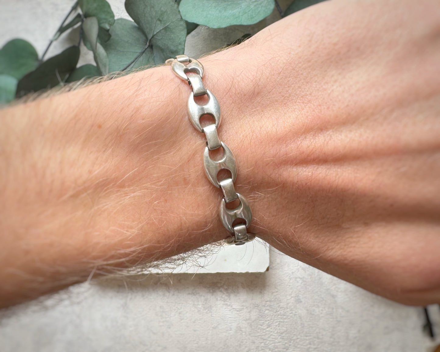 Vintage Solid Puffy Mariner Bracelet (7.5")