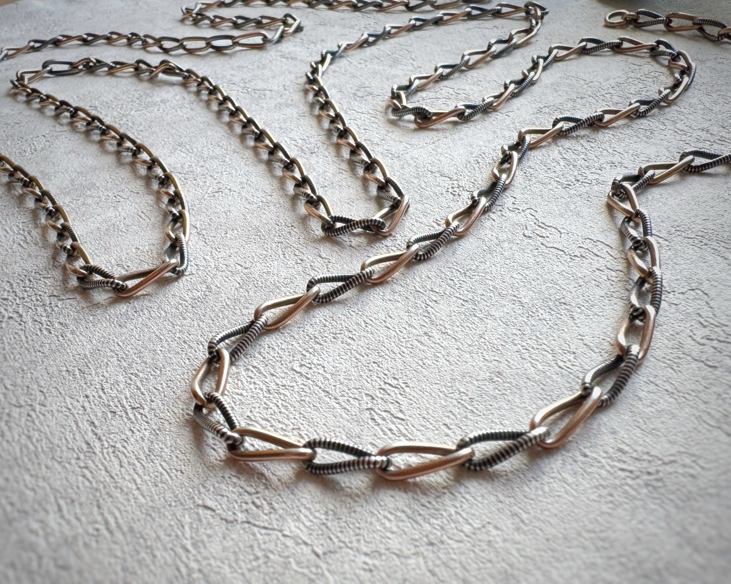 Antique Niello Elongated Curb Guard Chain with Original Dog Clip (60")