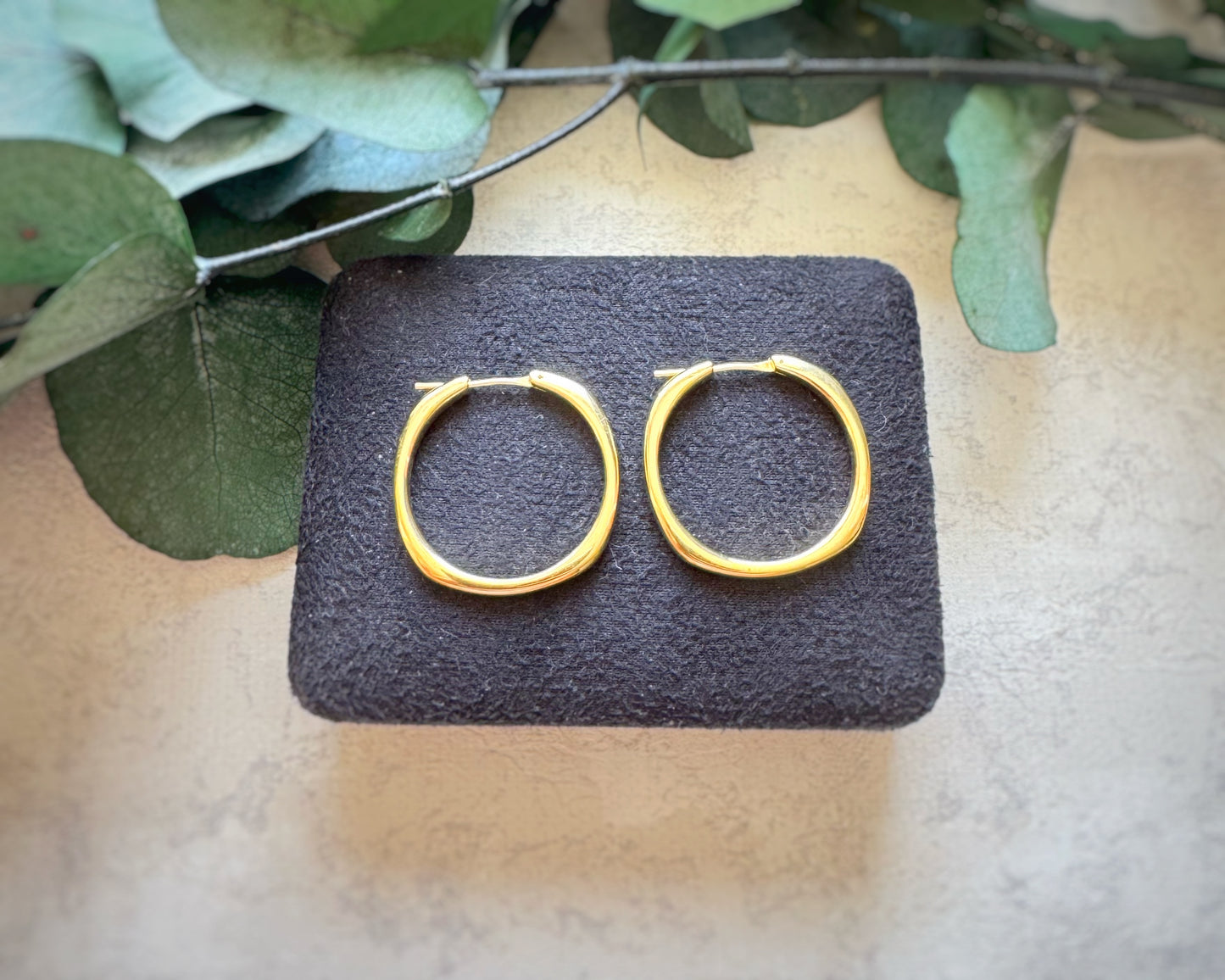 Vintage Solid Tiffany Squared-Round Hoops
