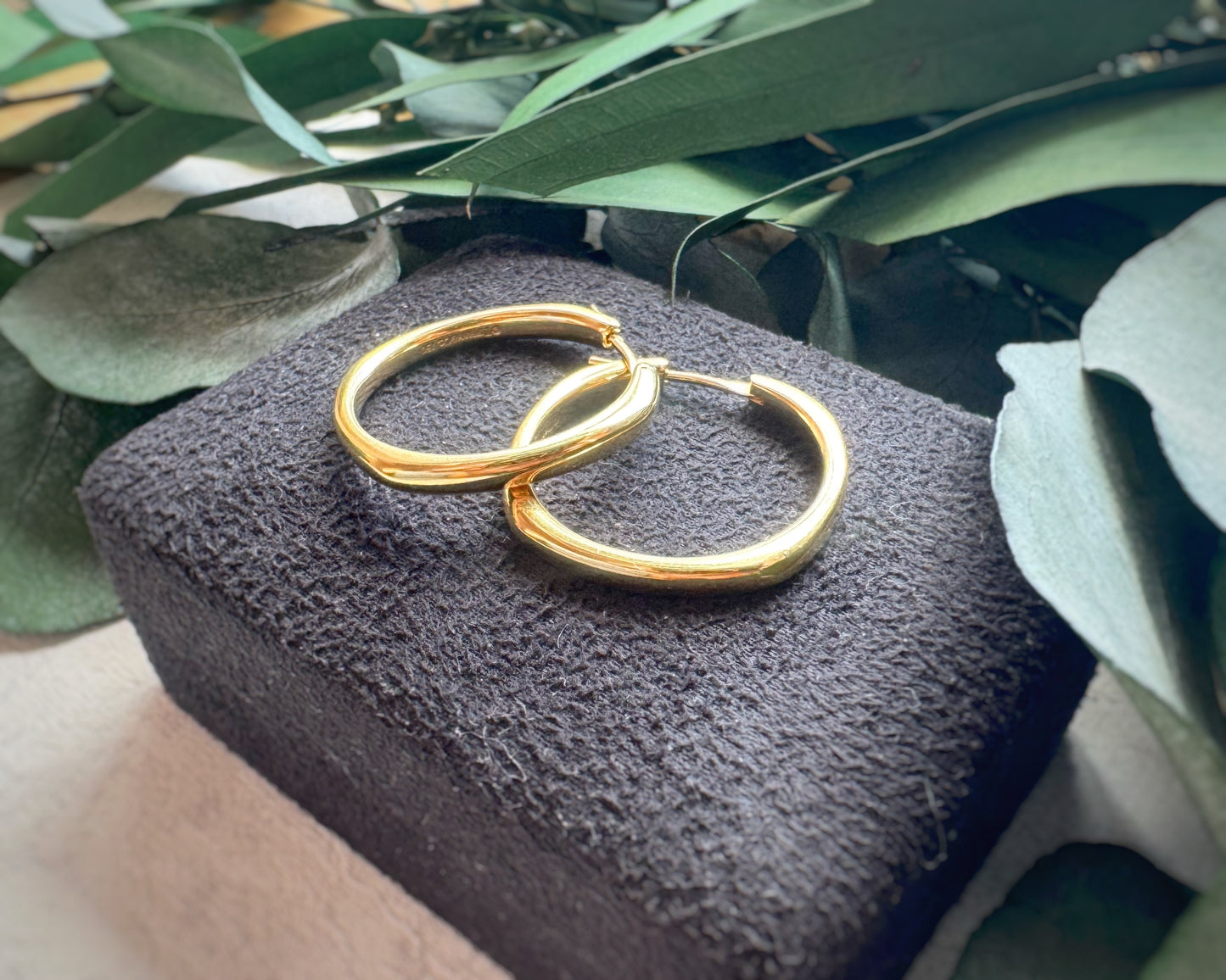 Vintage Solid Tiffany Squared-Round Hoops