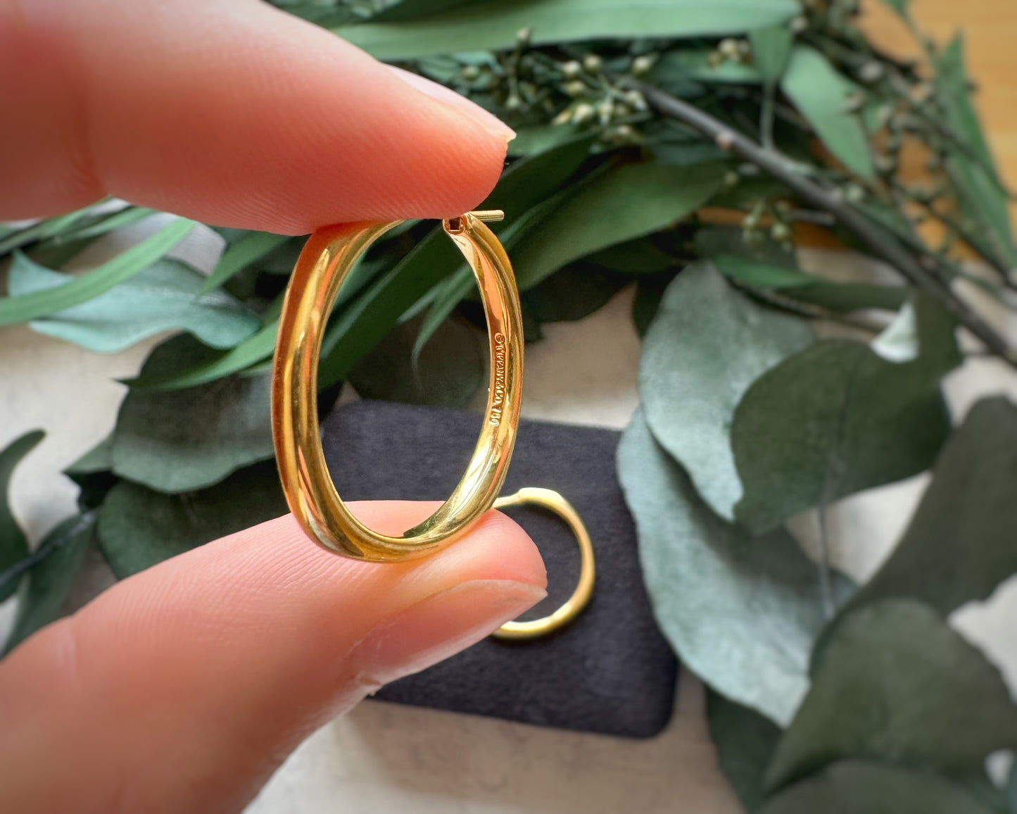 Vintage Solid Tiffany Squared-Round Hoops