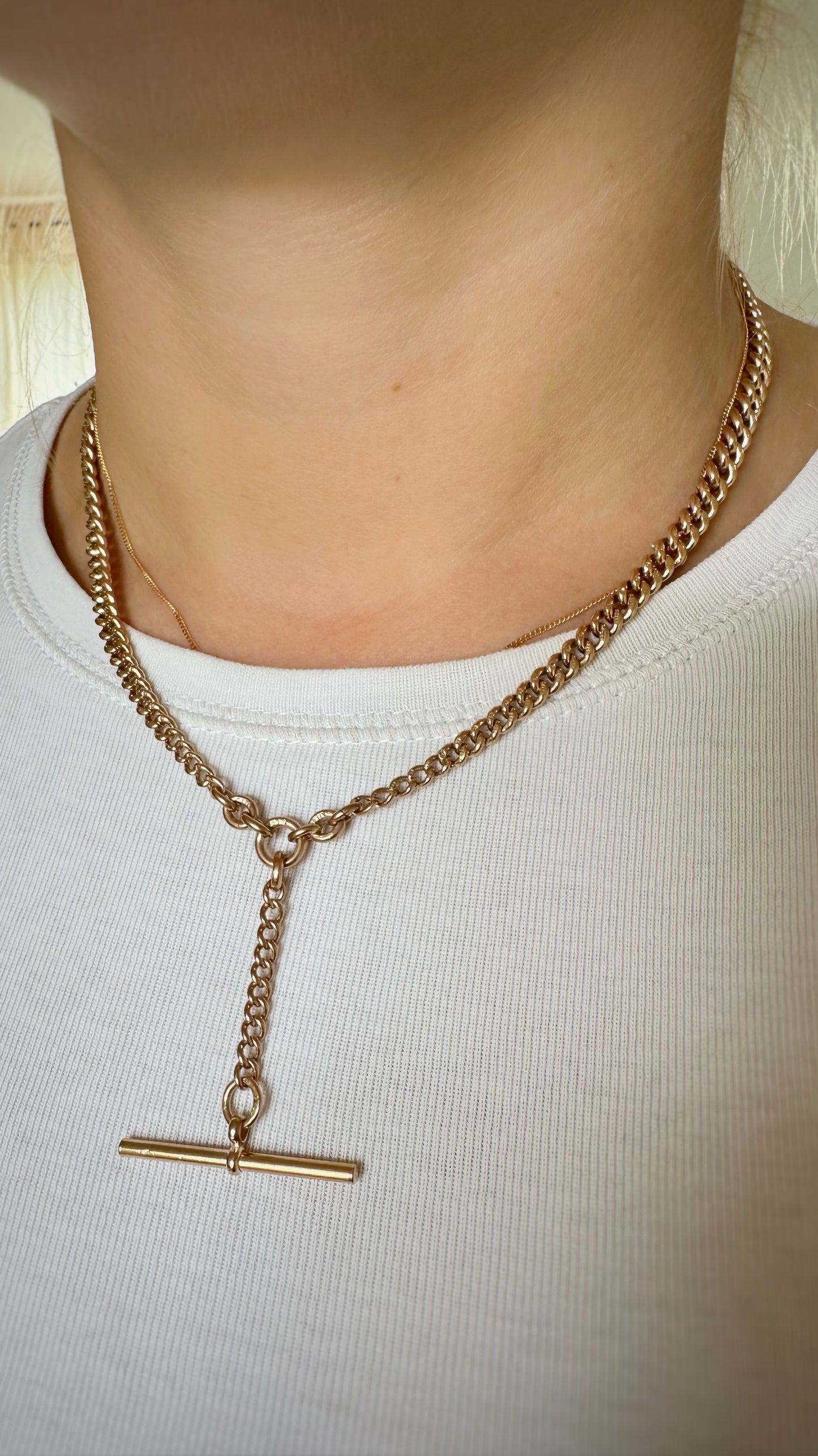 Antique Graduated Albert Chain with Double Dog Clips (17")