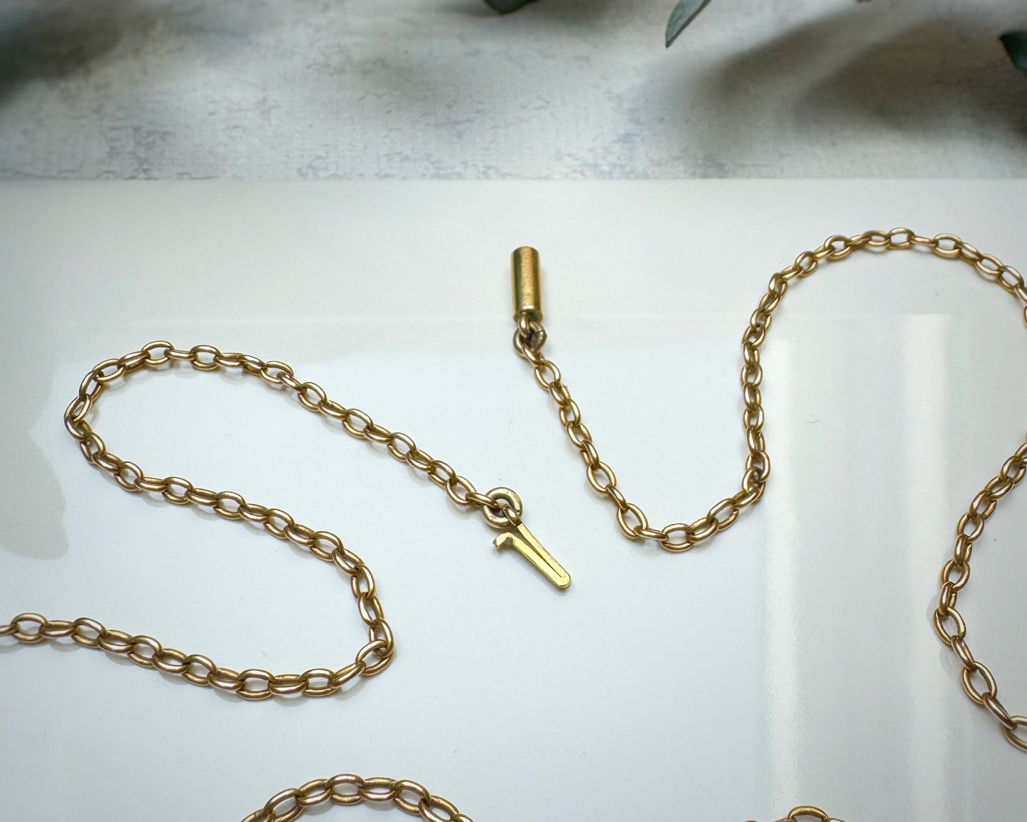 Antique Exquisite High-Carat Cable Chain with Coral and Diamond Pendant (18")