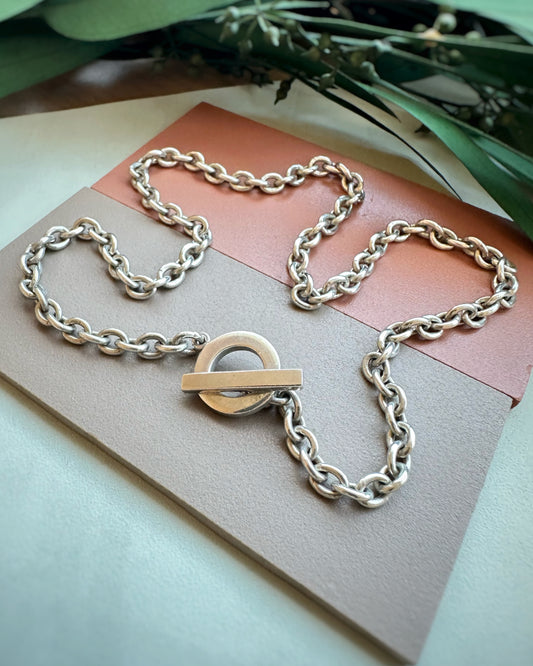 Vintage Chunky Cable Chain with Toggle & T-Bar (16")