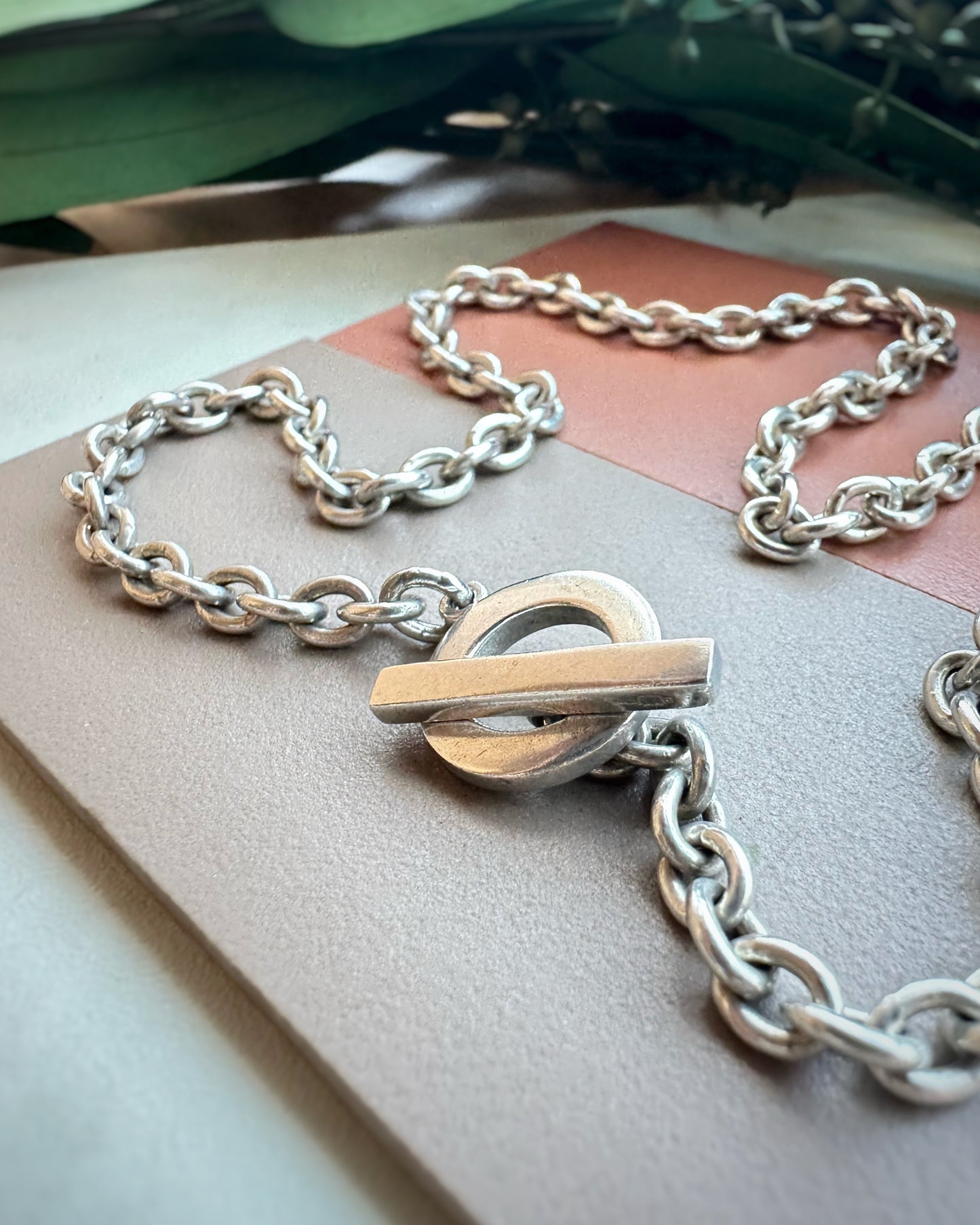 Vintage Chunky Cable Chain with Toggle & T-Bar (16")