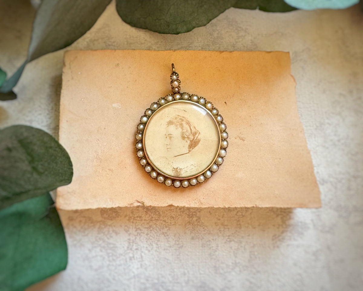 Antique Seed Pearl Picture Locket