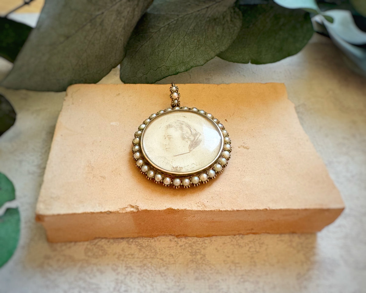 Antique Seed Pearl Picture Locket
