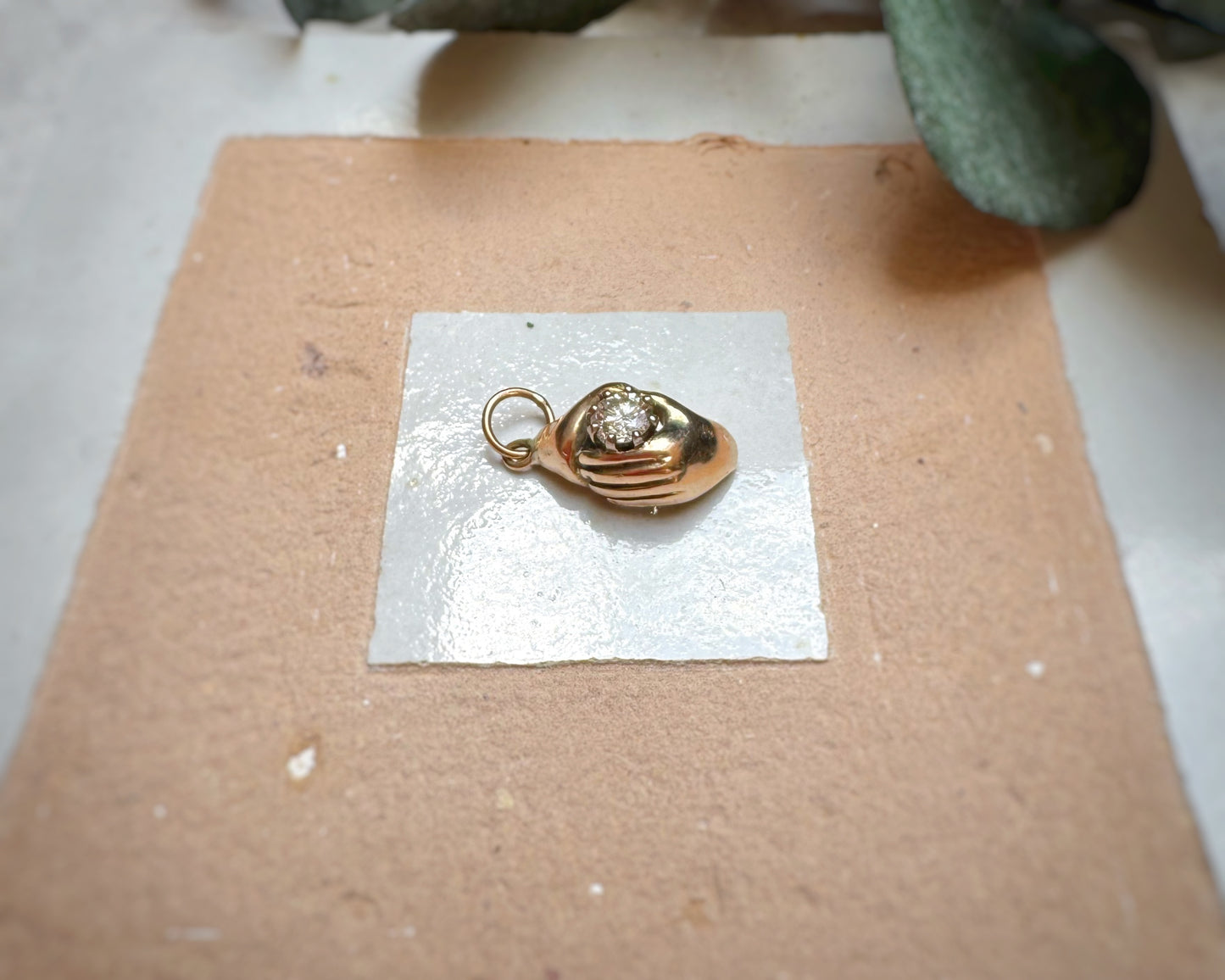 Vintage Solid & Weighty Hands with Diamond Charm