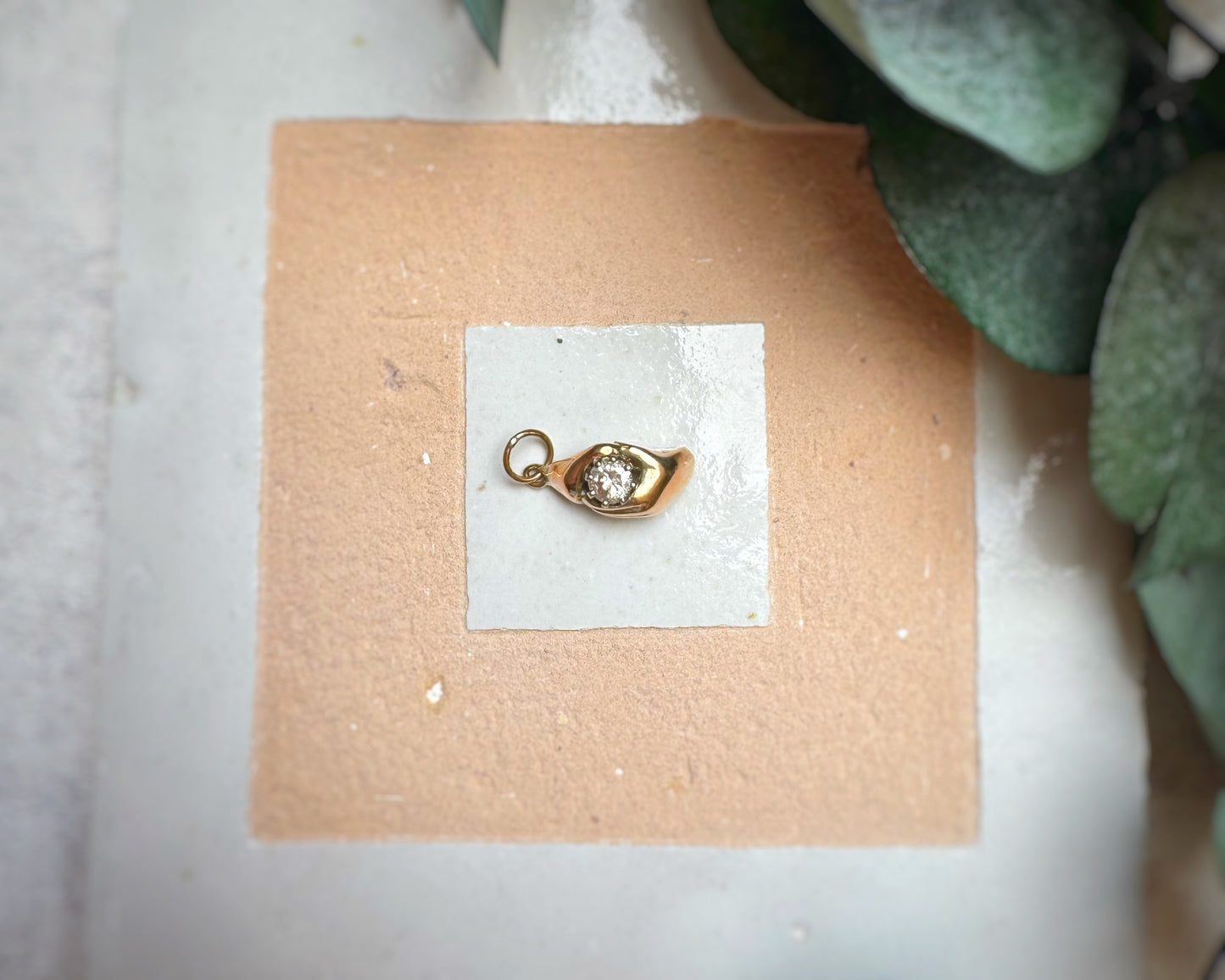 Vintage Solid & Weighty Hands with Diamond Charm