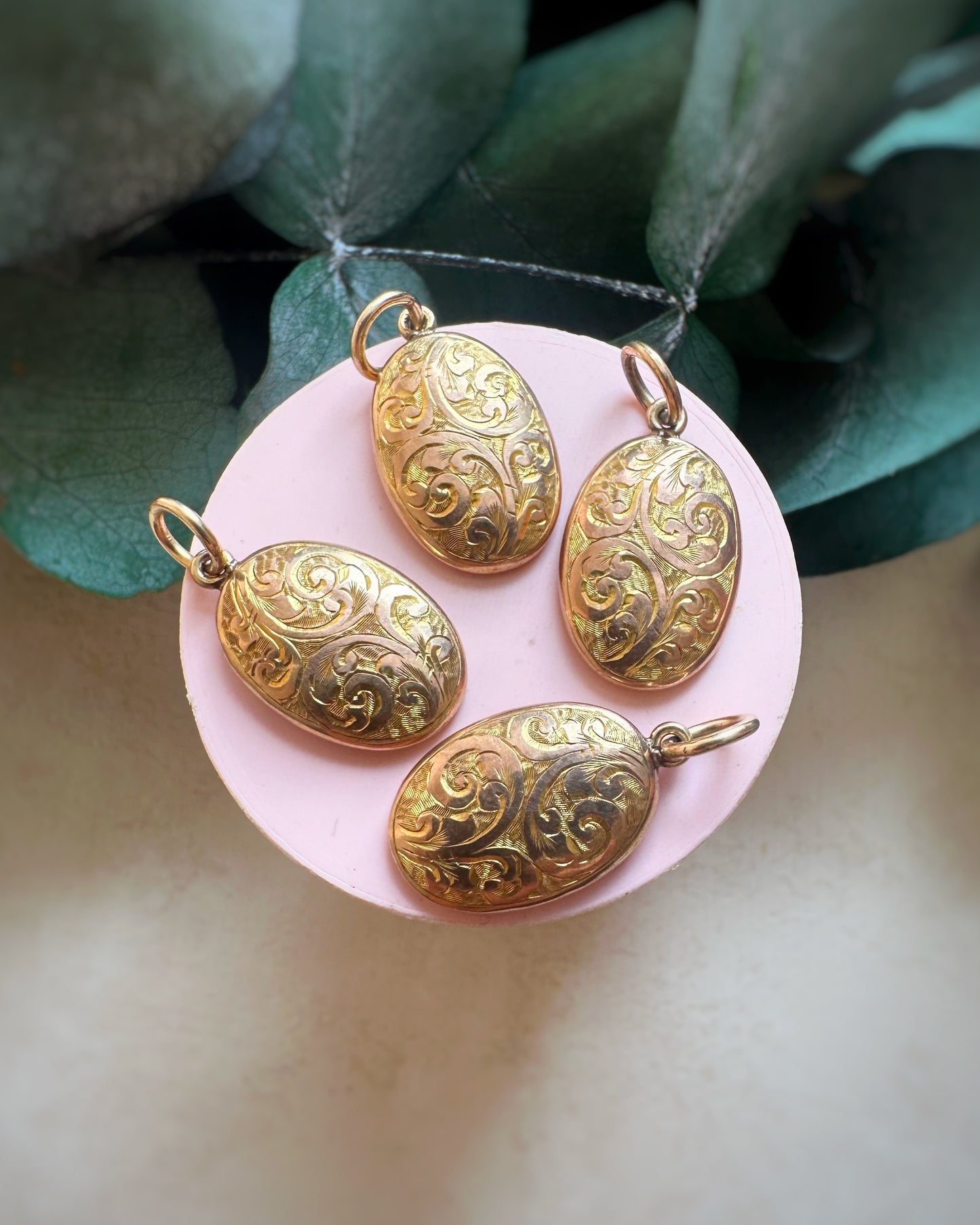 Antique Engraved Oval Pendants