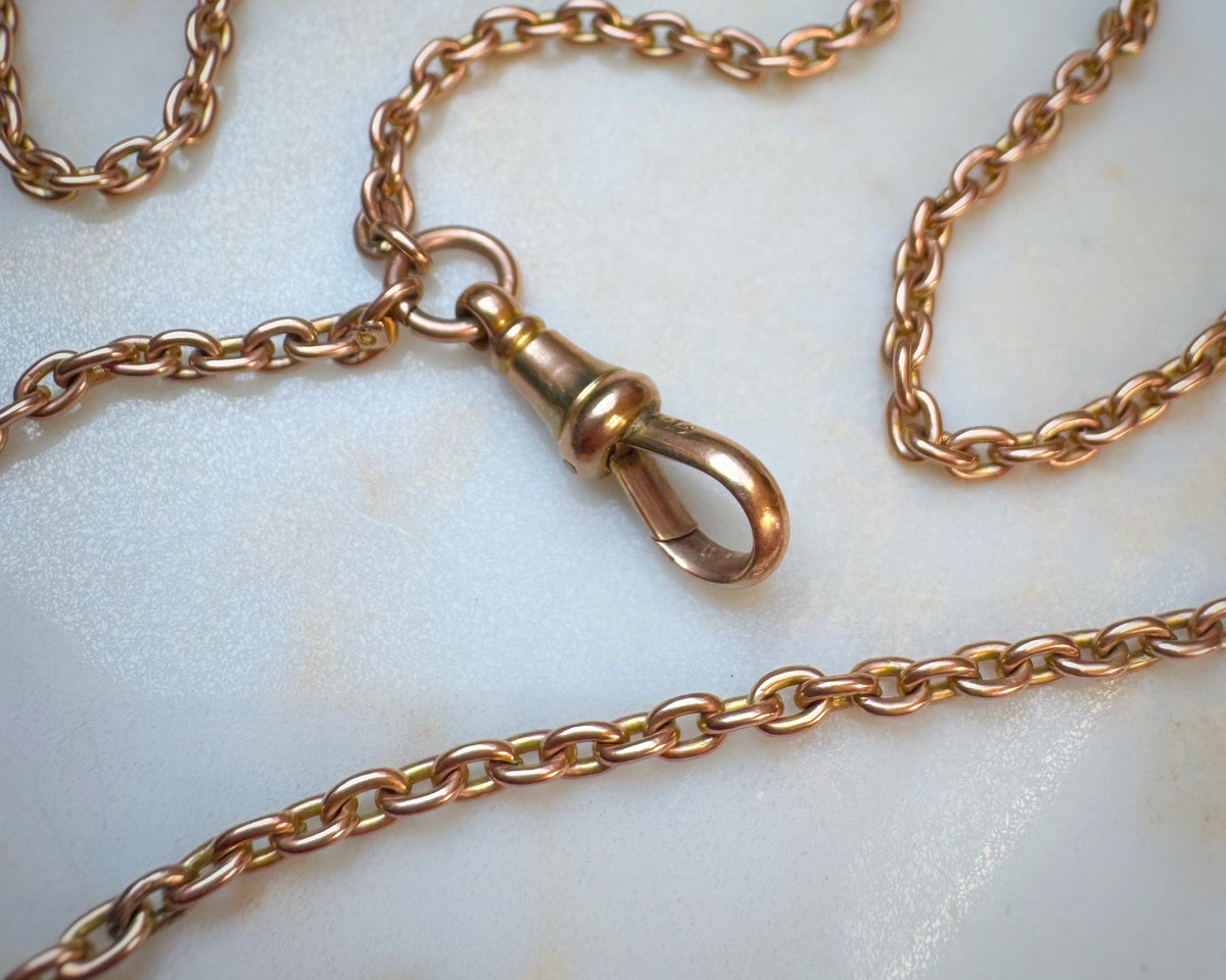 Antique Cable Chain with Hanging Dog Clip (27")