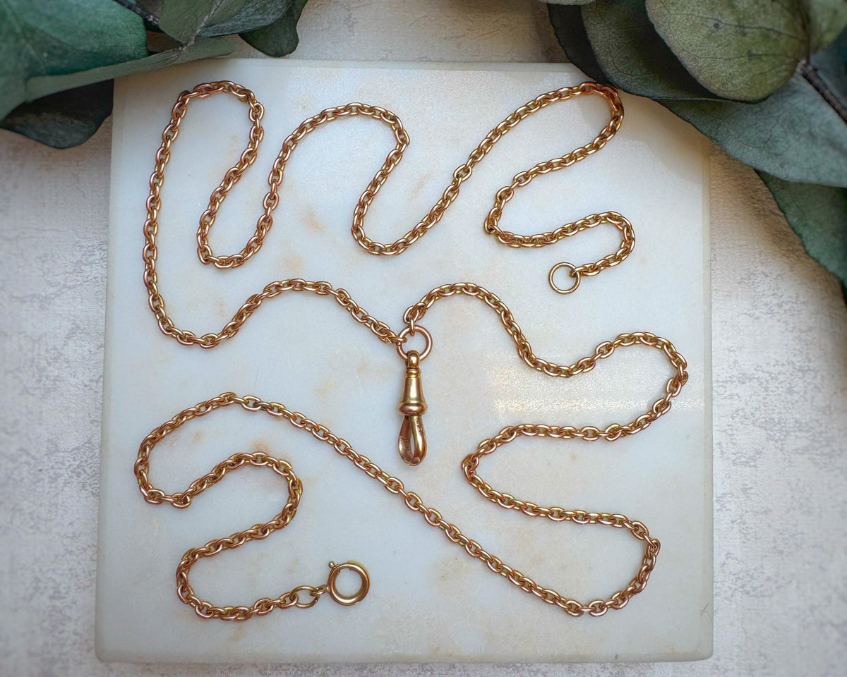 Antique Cable Chain with Hanging Dog Clip (27")