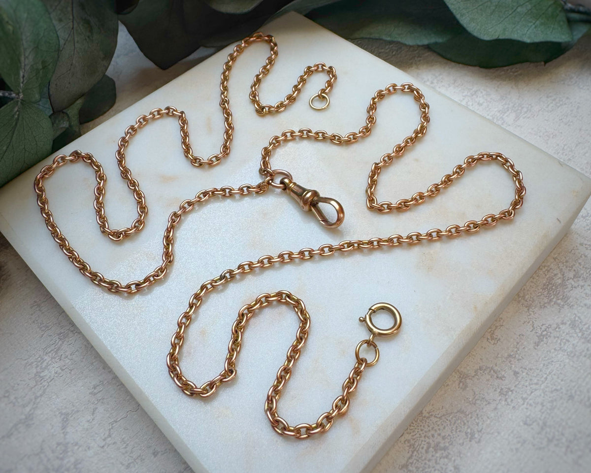 Antique Cable Chain with Hanging Dog Clip (27")