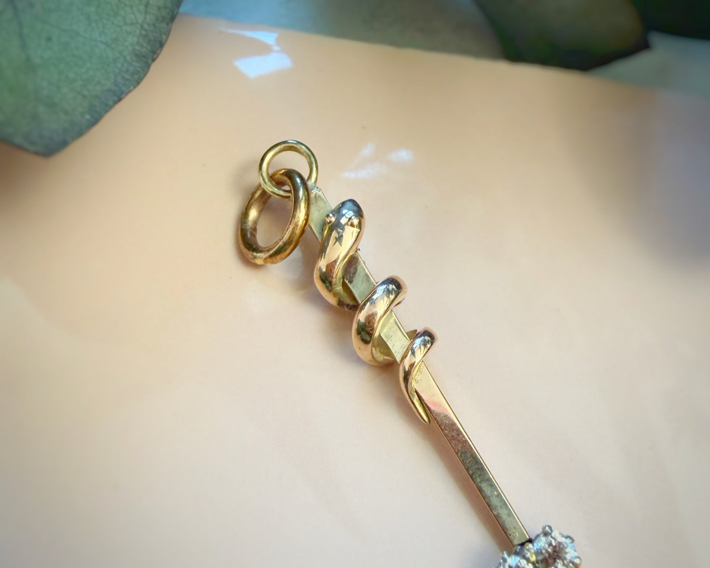 The Most Charming Victorian Snake & Diamond Drop Pendant