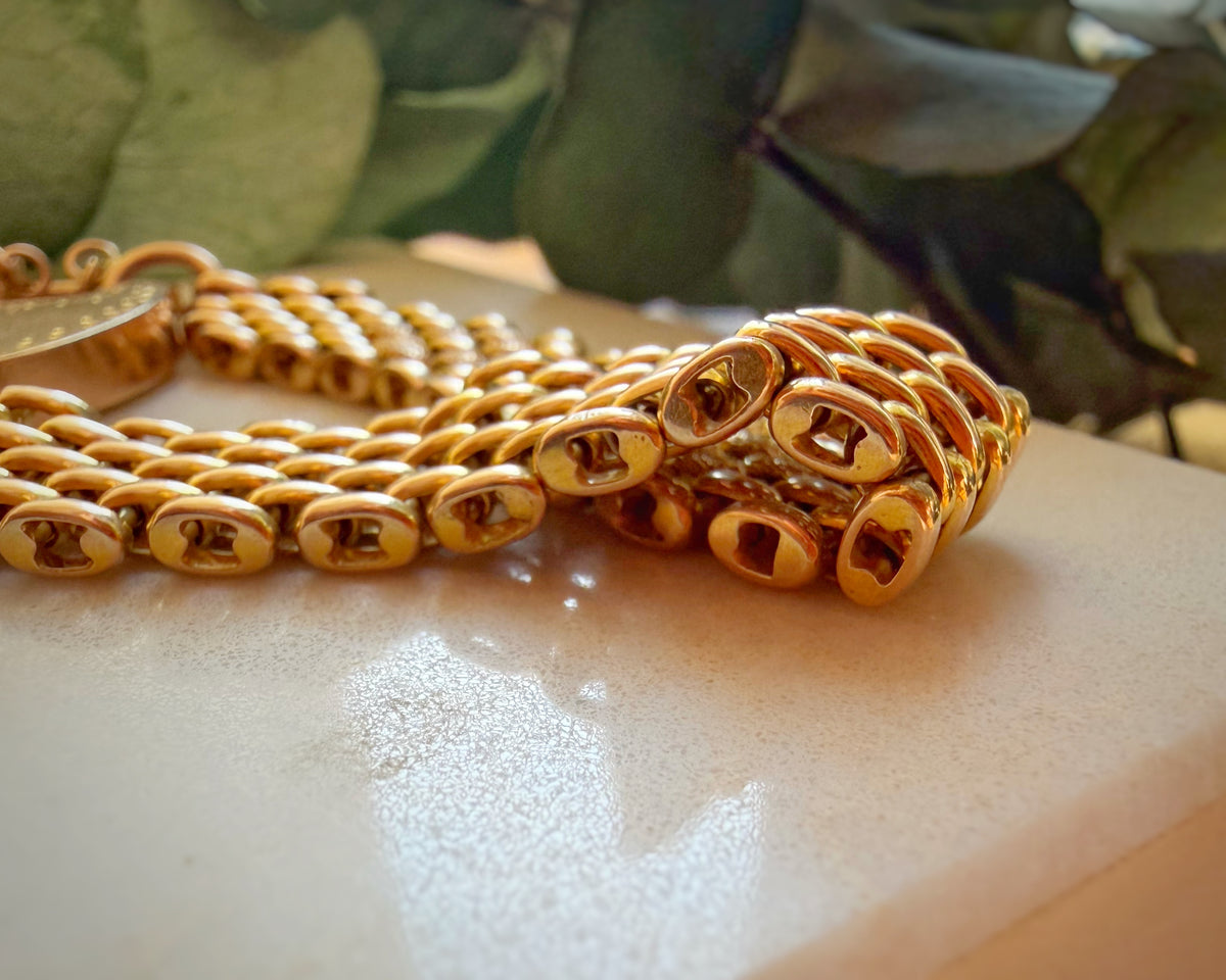 Antique Dense and Slinky Panther Link Bracelet (7")
