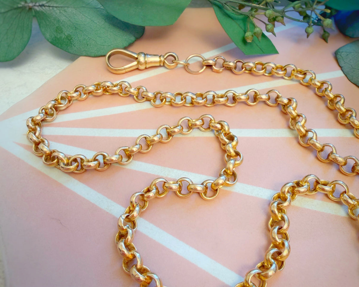 Antique Puffy Belcher Chain with Oversized Dog Clip (22")