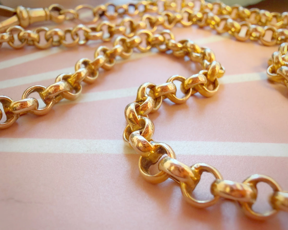 Antique Puffy Belcher Chain with Oversized Dog Clip (22")