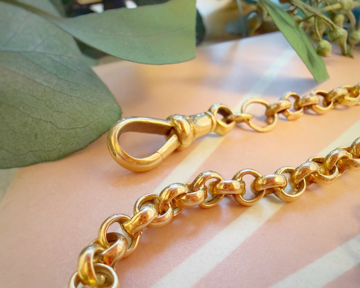 Antique Puffy Belcher Chain with Oversized Dog Clip (22")