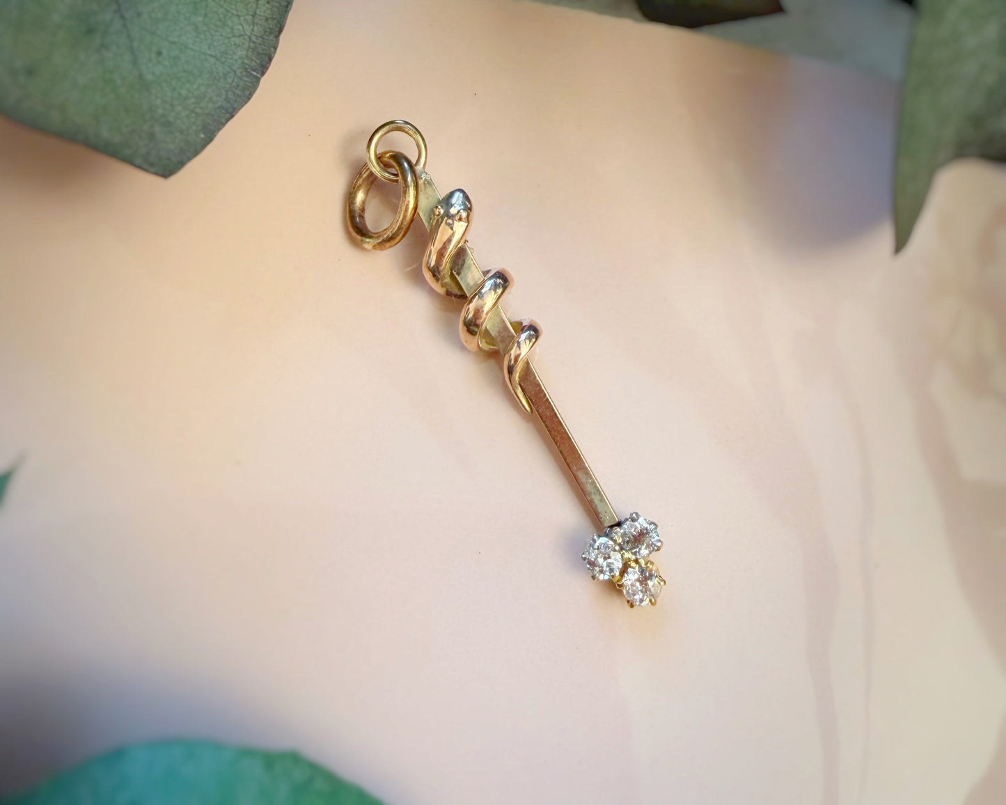 The Most Charming Victorian Snake & Diamond Drop Pendant