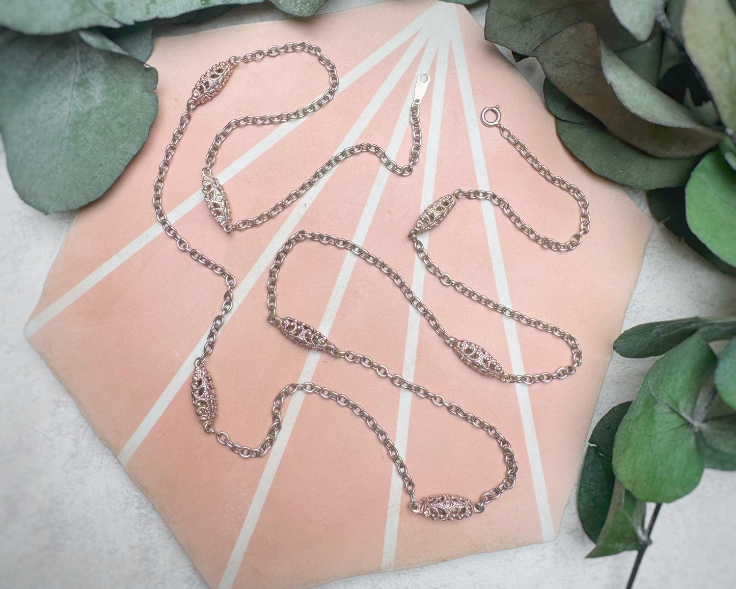 Vintage Cable Chain with Filigree Stations (31")