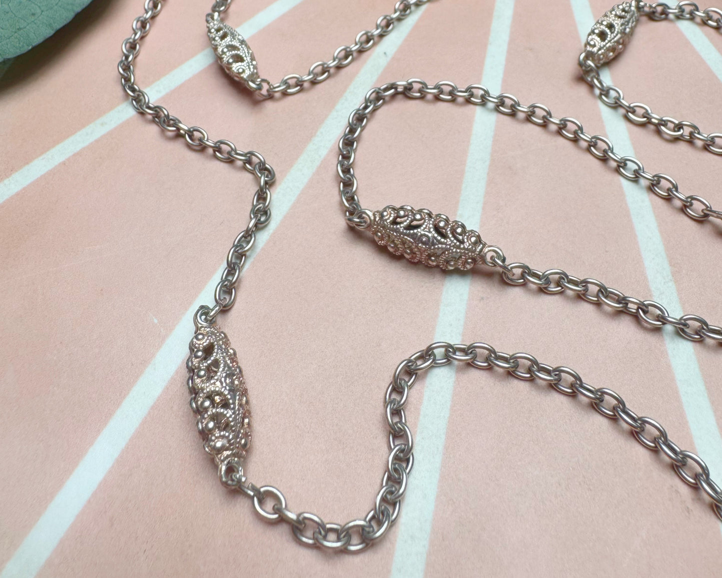 Vintage Cable Chain with Filigree Stations (31")