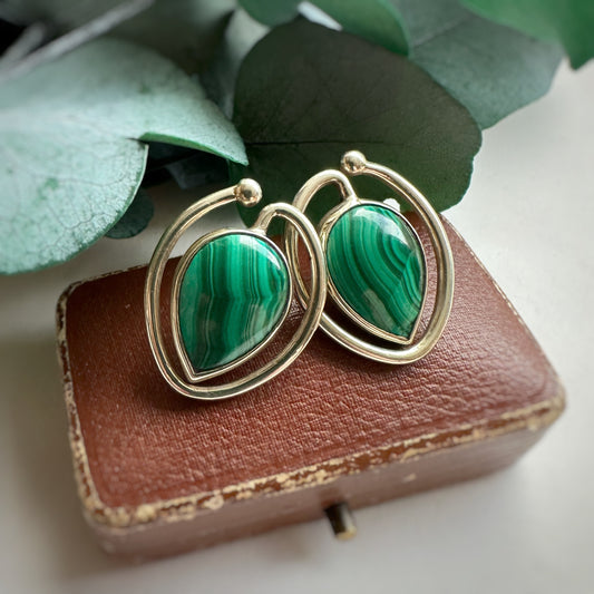 Oversized Malachite Studs