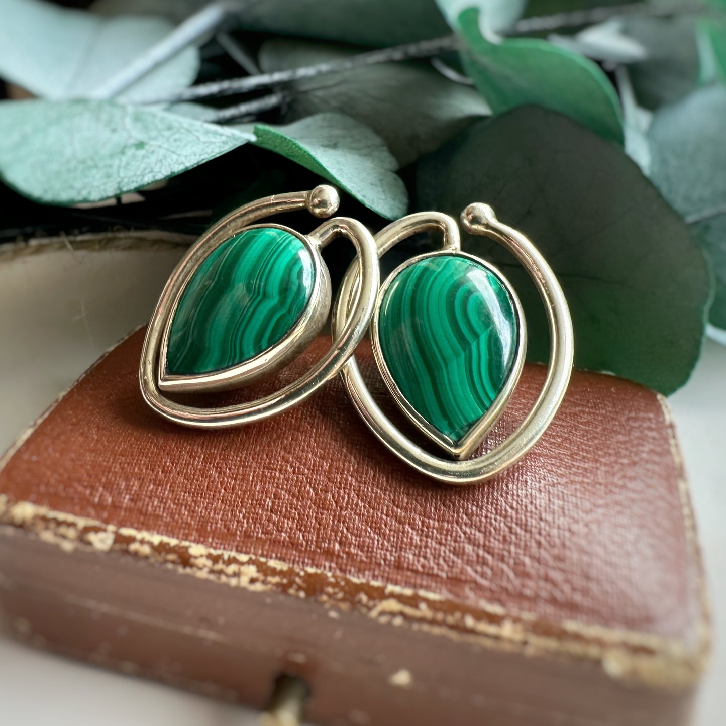 Oversized Malachite Studs