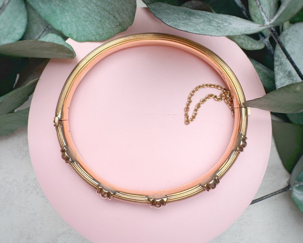 Antique Exceptional Textured and Ribbed Bangle