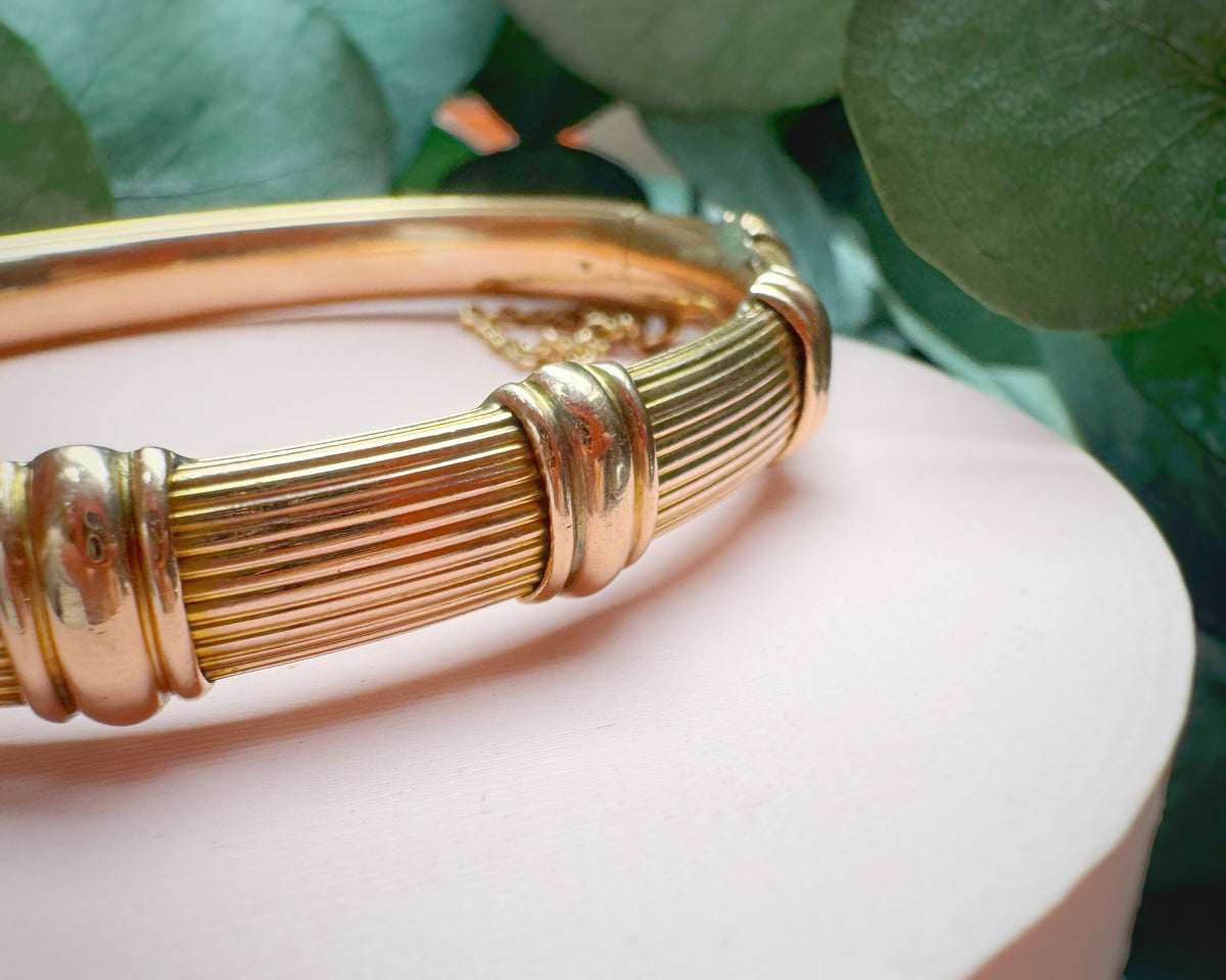 Antique Exceptional Textured and Ribbed Bangle