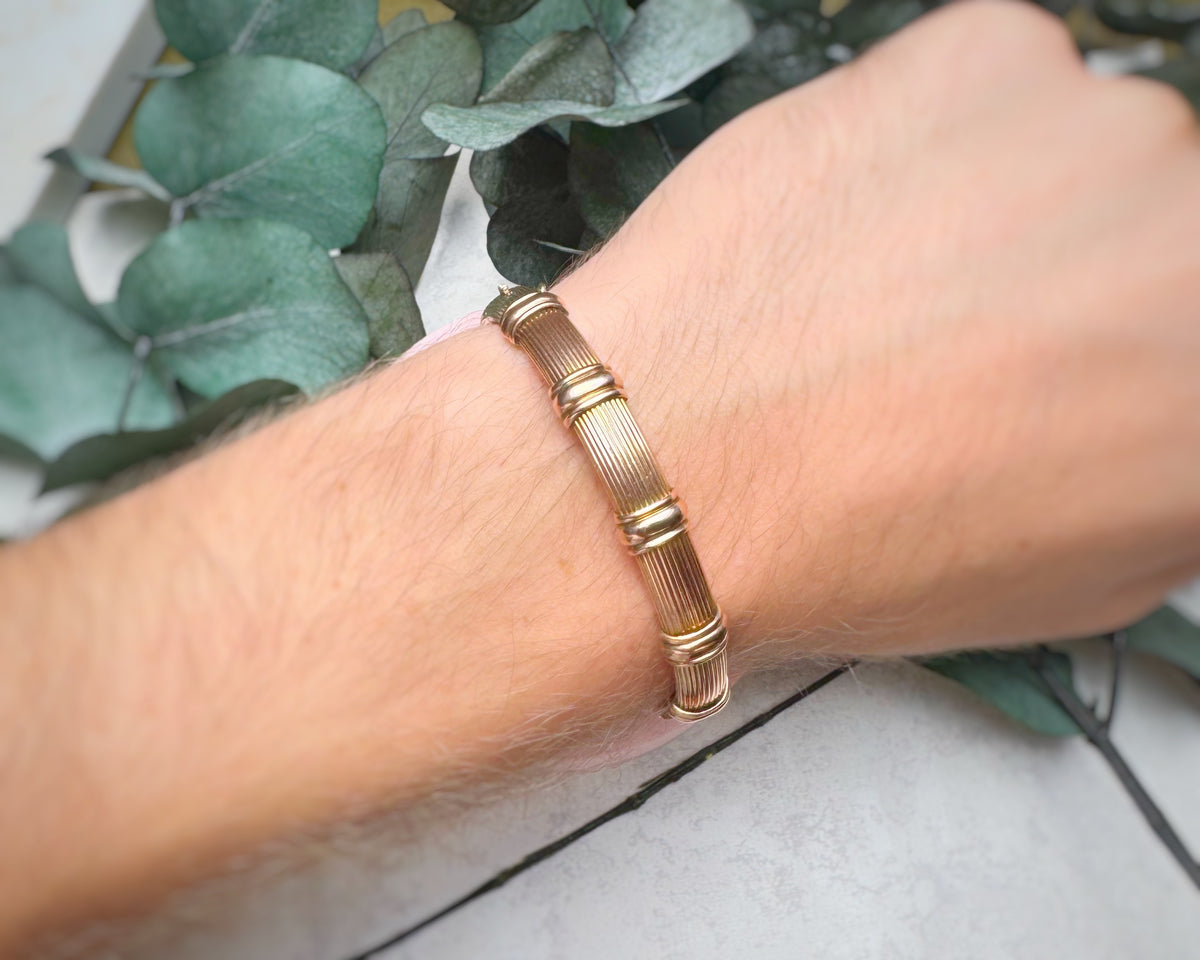 Antique Exceptional Textured and Ribbed Bangle