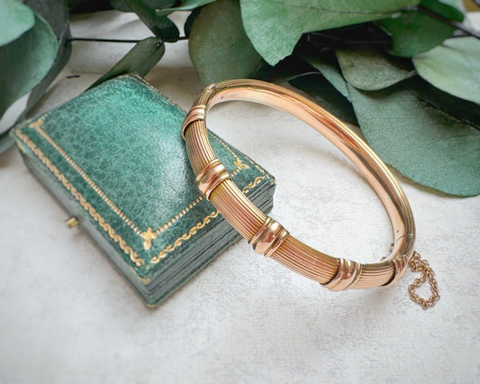 Antique Exceptional Textured and Ribbed Bangle