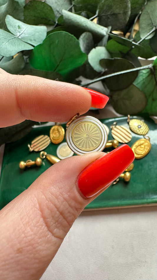 Antique White Enamel Cufflink Conversion