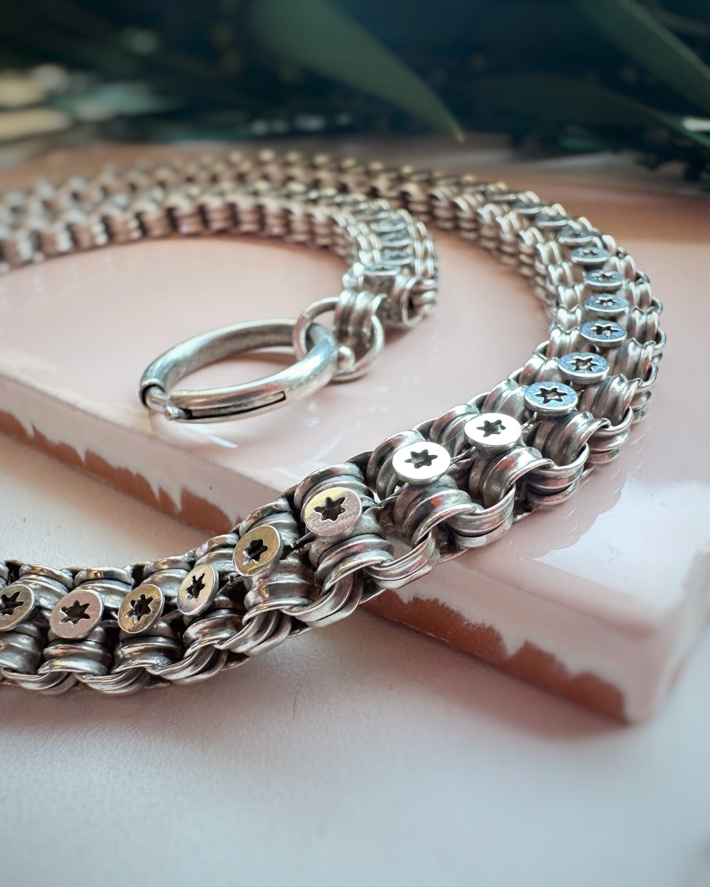 Antique Double Rolo Book Chain with Pierced Star Links (17.5")