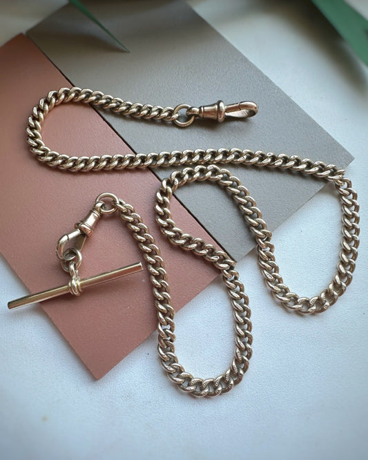 Antique Ungraduated Double Albert Chain with Removable T-Bar