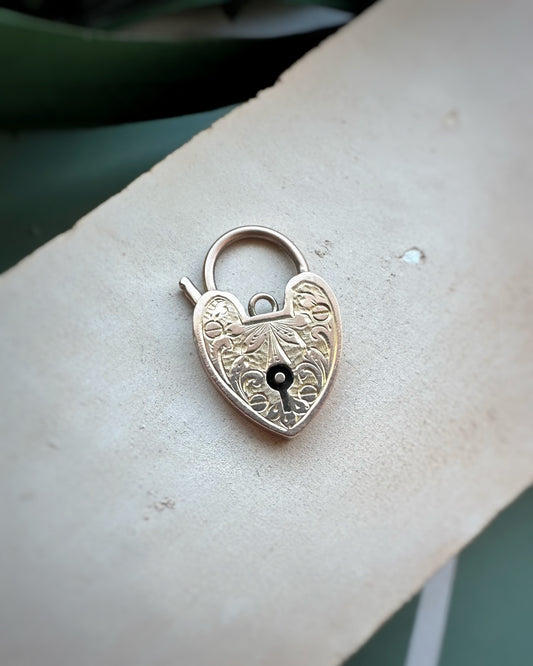 Antique Fancy Engraved Heart Padlock