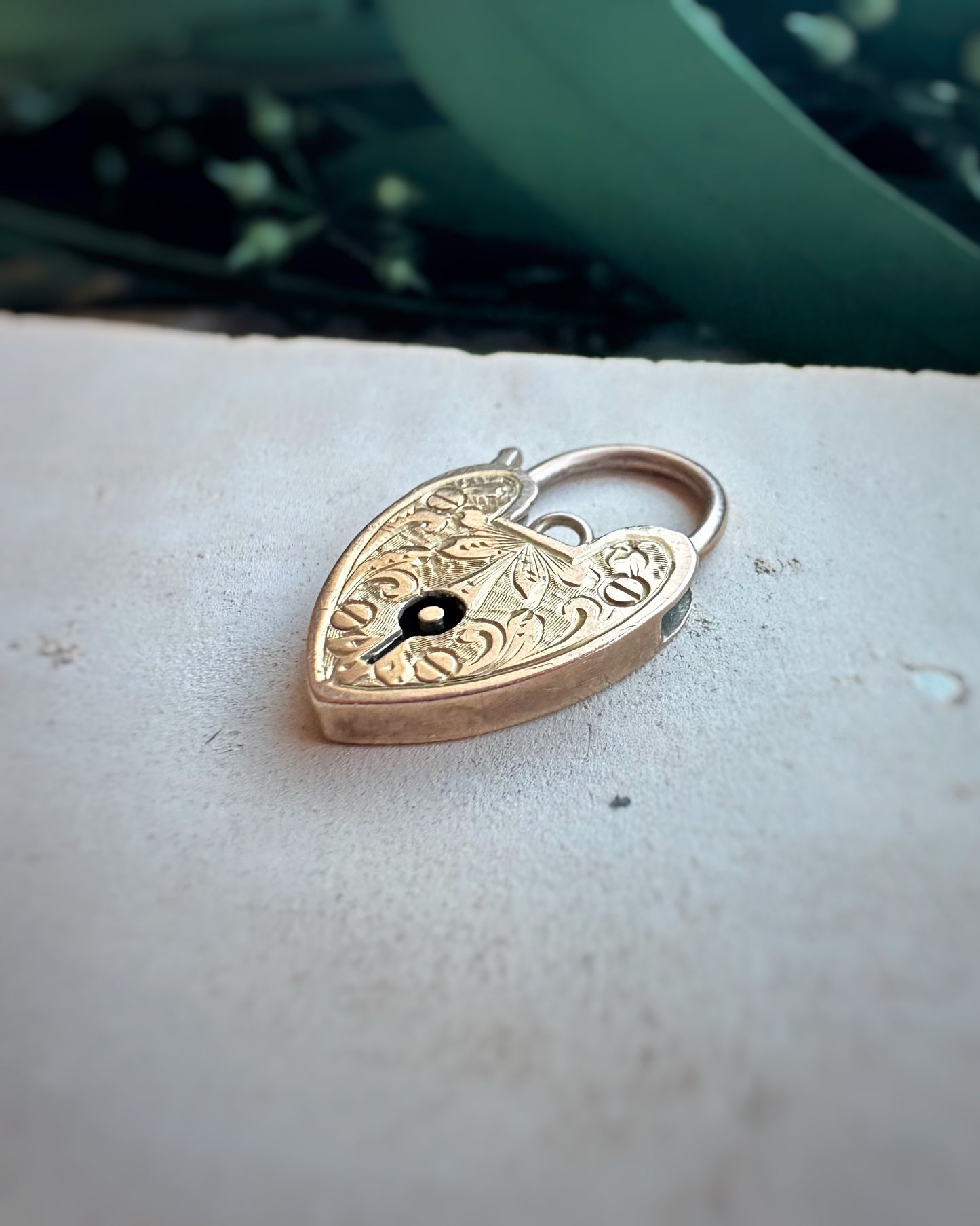 Antique Fancy Engraved Heart Padlock