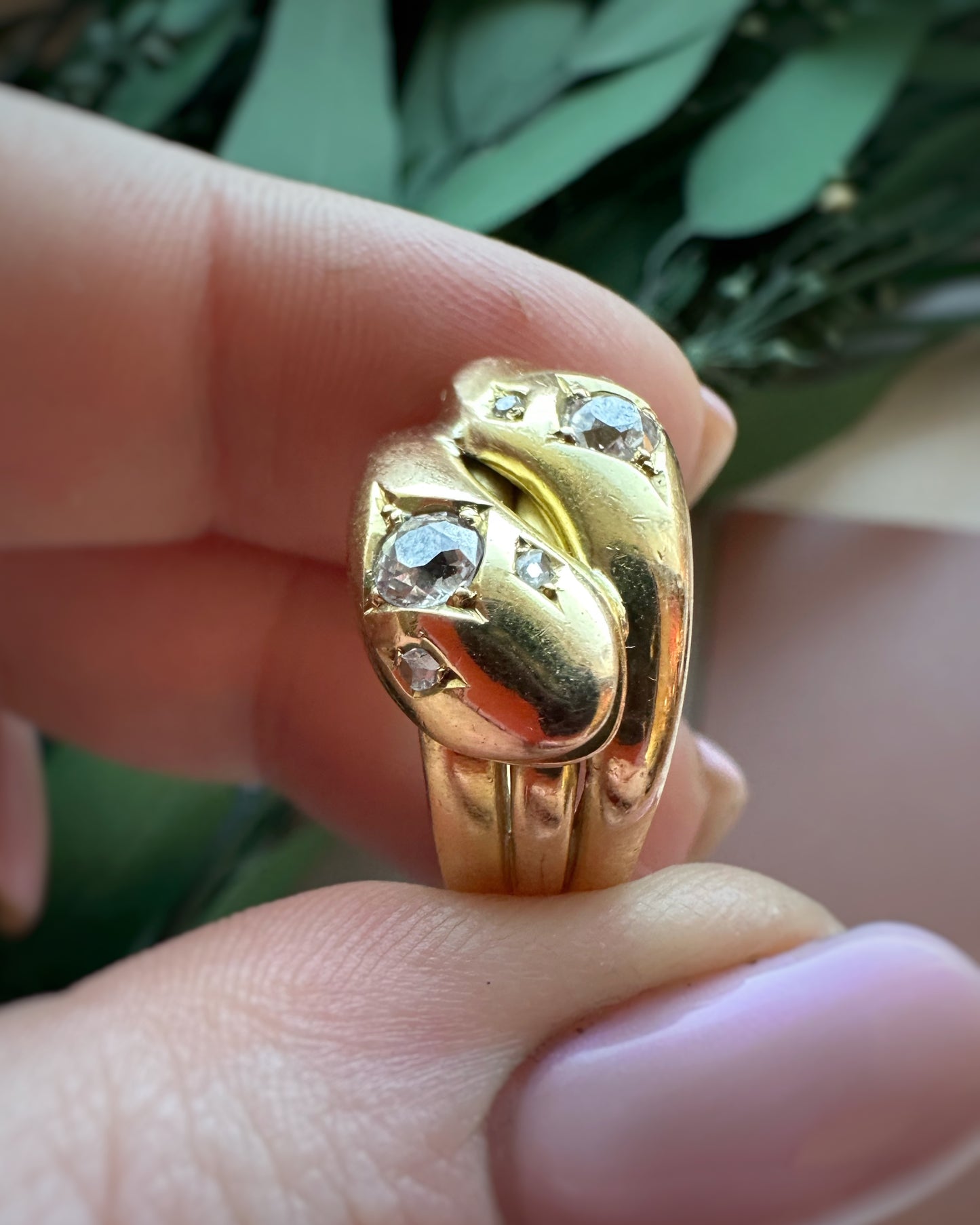 Edwardian Diamond Double Snake Ring