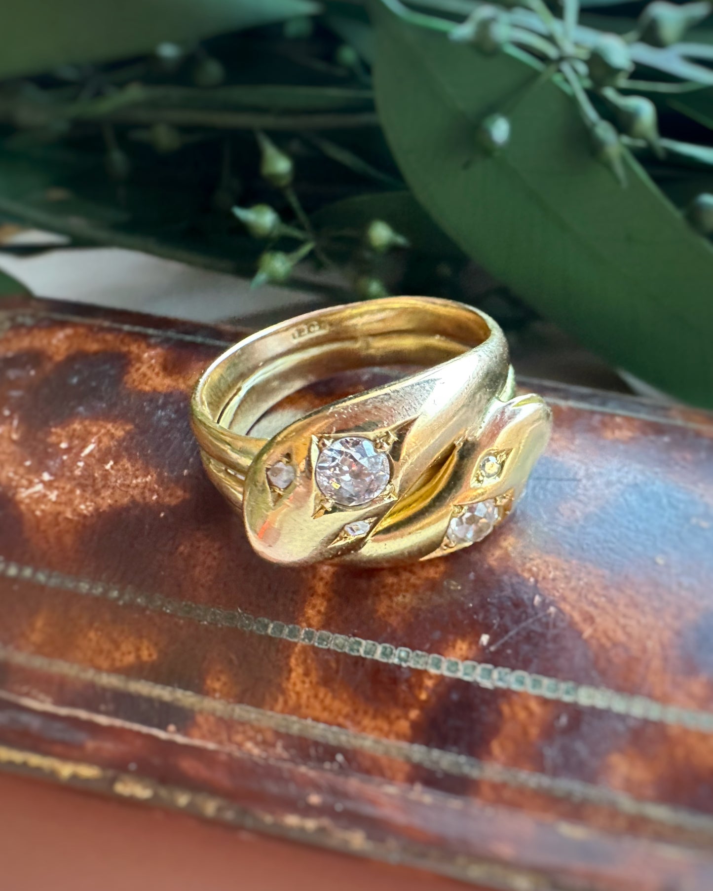 Edwardian Diamond Double Snake Ring