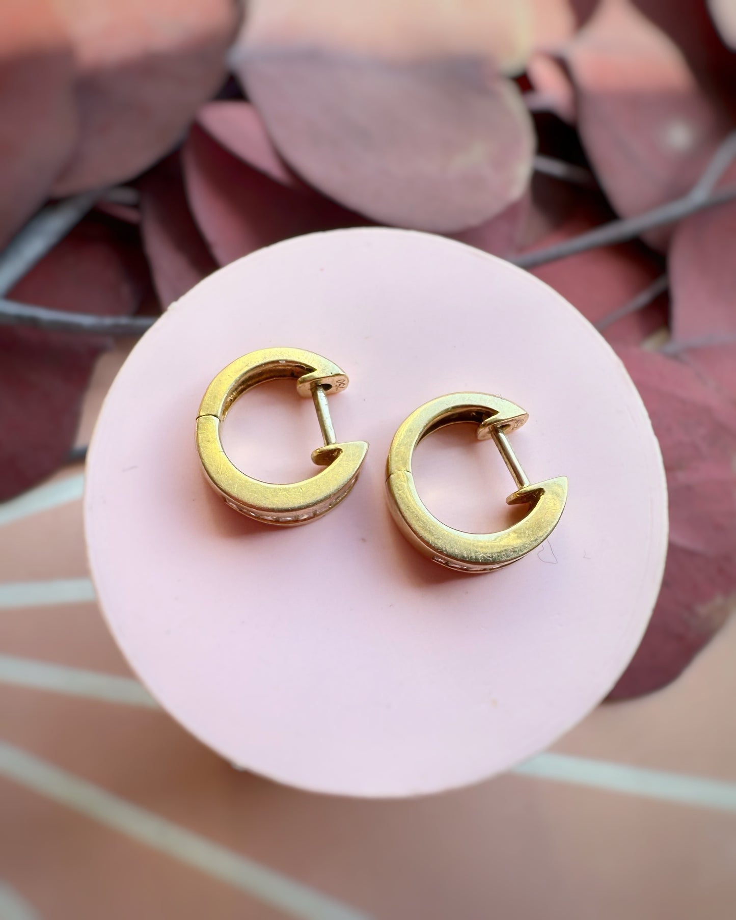 Vintage Channel Set Baguette Diamond Hoops