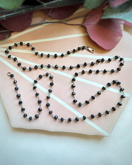 Vintage Black Spinel Beads (24")