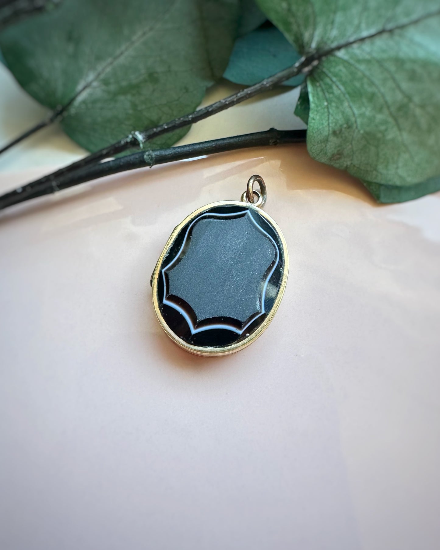 Antique Unusual Agate Shield Locket